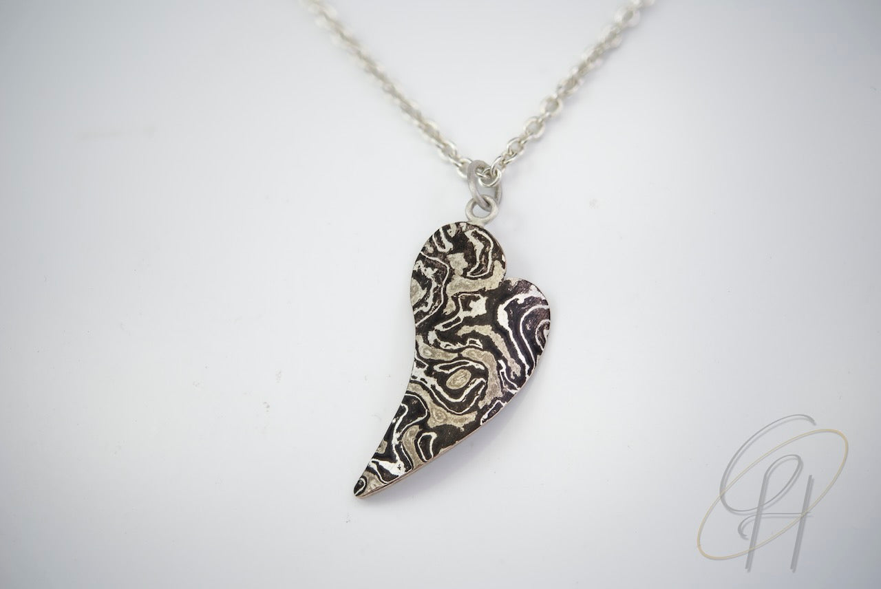 Herzanhänger Mokume Gane