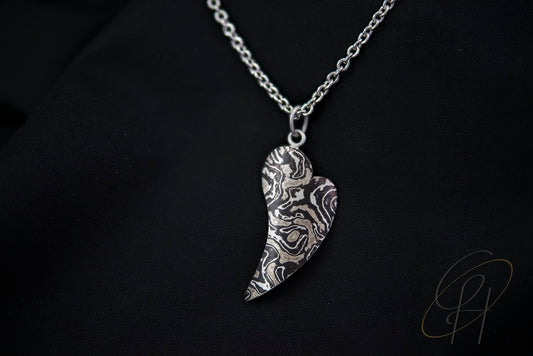 Herzanhänger Mokume Gane