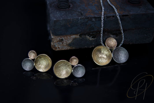 Kleines feines Set in Gelb-/Rot- und Weissgold